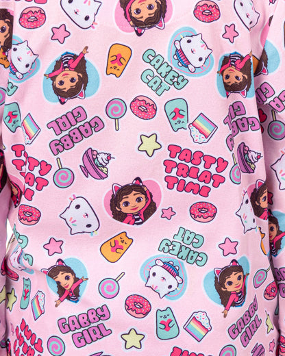 Gabby's Dollhouse Pajamas Girl's Button Up Long Sleeve Sleep Set