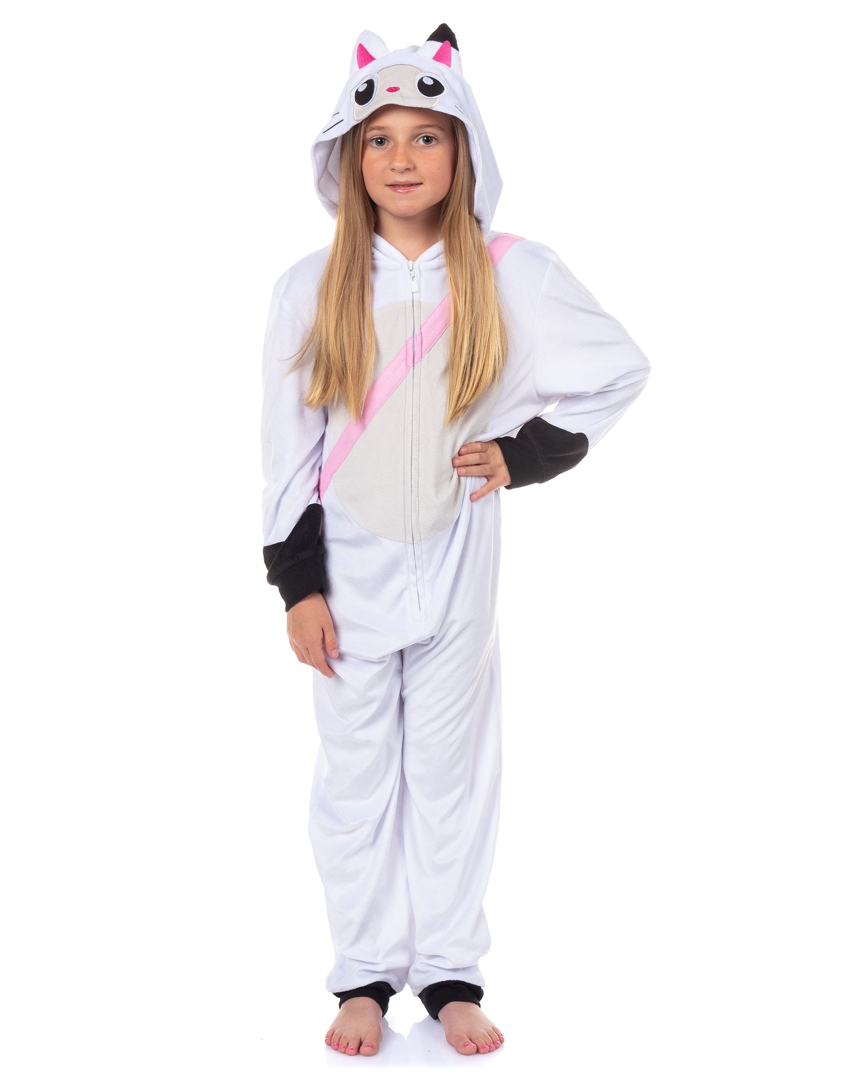 Gabby's Dollhouse Union Suit Girls' Pandy Paws Full Zip Pajamas
