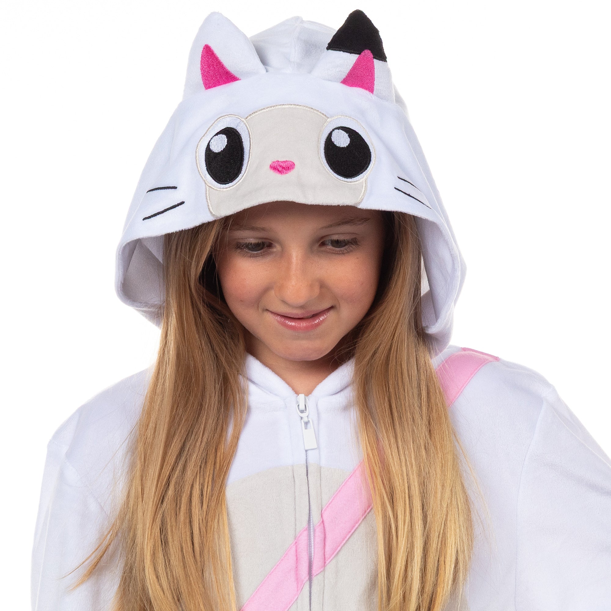 Gabby's Dollhouse Union Suit Girls' Pandy Paws Full Zip Pajamas