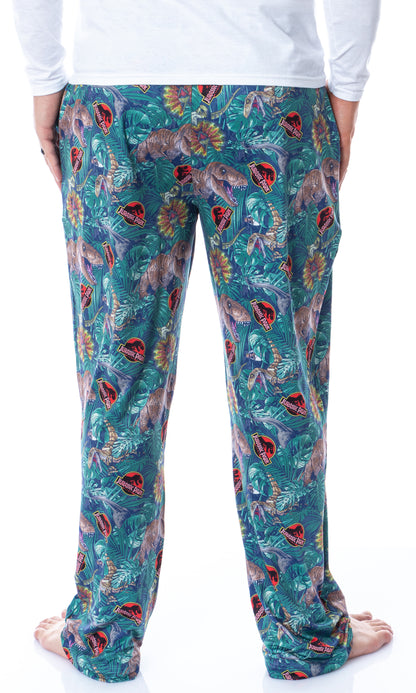 Jurassic Park Mens' Dinosaur Film Logo Tropical Sleep Pajama Pants