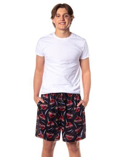 Jurassic Park Pajamas Men's Allover Claw Tear Logo Design Sleep Shorts