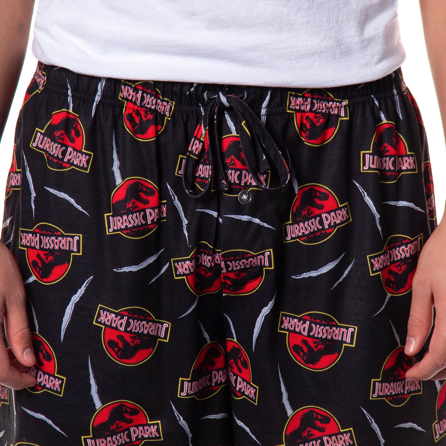 Jurassic Park Pajamas Men's Allover Claw Tear Logo Design Sleep Shorts