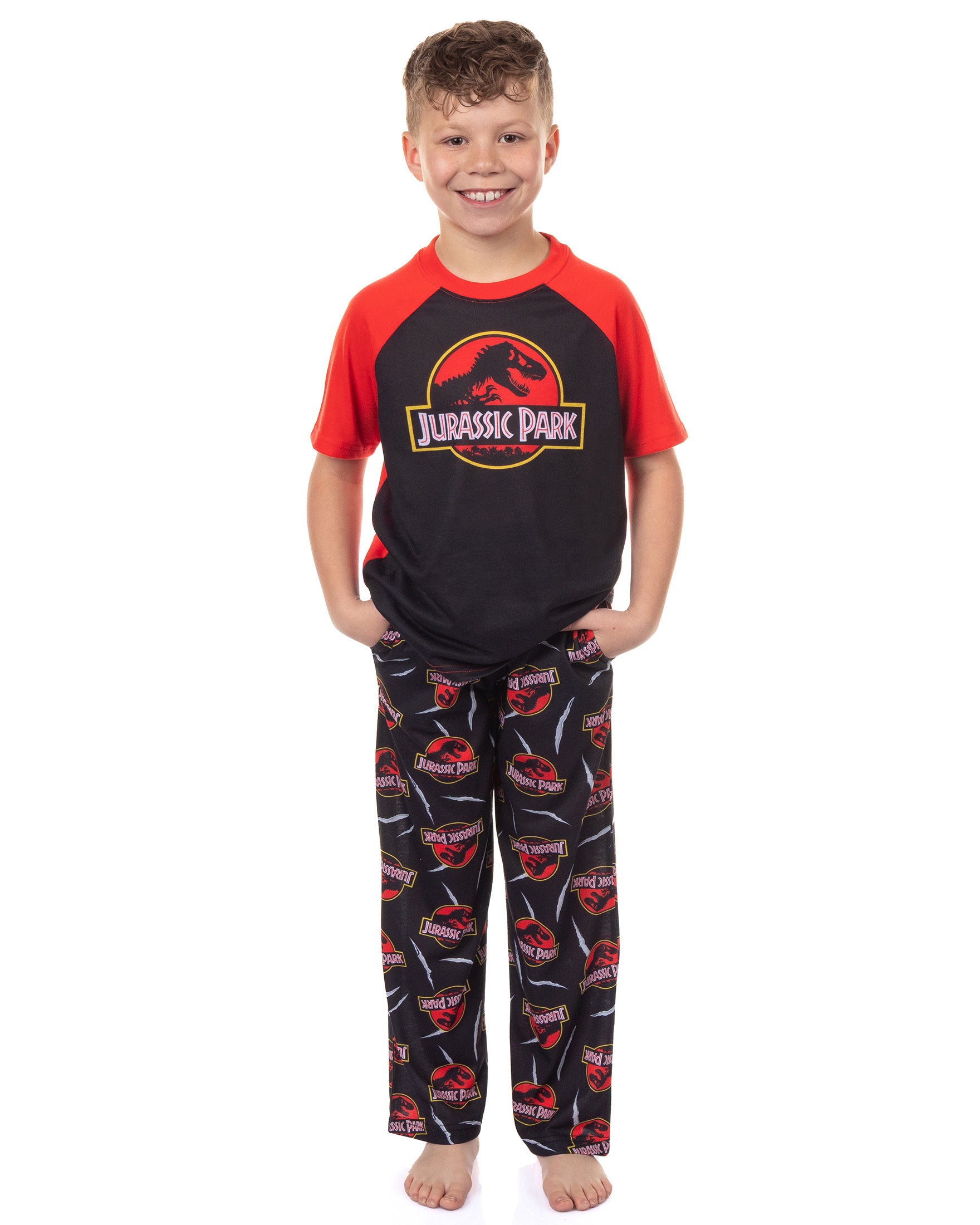 Jurassic Park Pajamas Boys' Logo Design Short Sleeve and Pant Sleep Set (14/16)