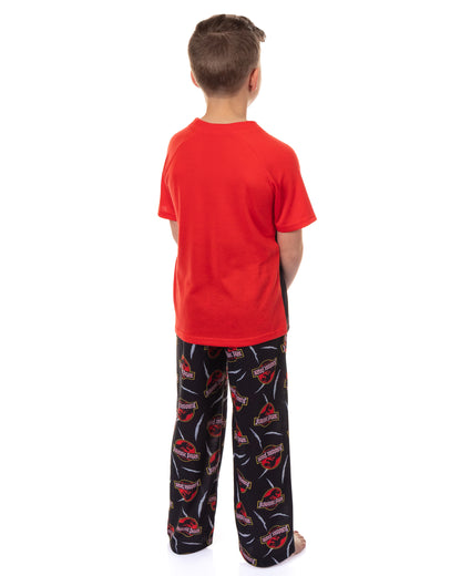 Jurassic Park Pajamas Boys' Logo Design Short Sleeve and Pant Sleep Set (10/12)