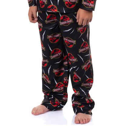 Jurassic Park Pajamas Boy's Button Up Coat Pants Lounge Sleep Set (8)