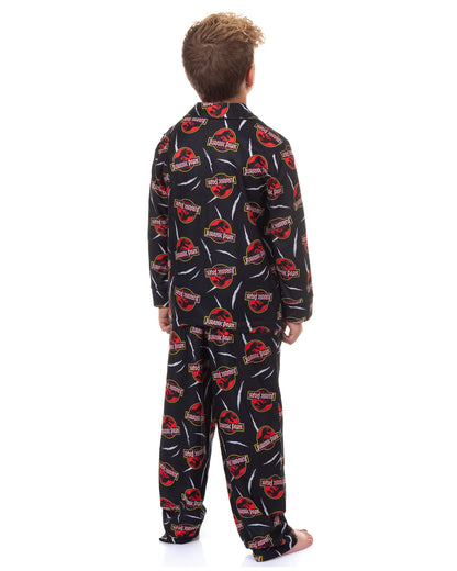 Jurassic Park Pajamas Boy's Button Up Coat Pants Lounge Sleep Set (18/20)