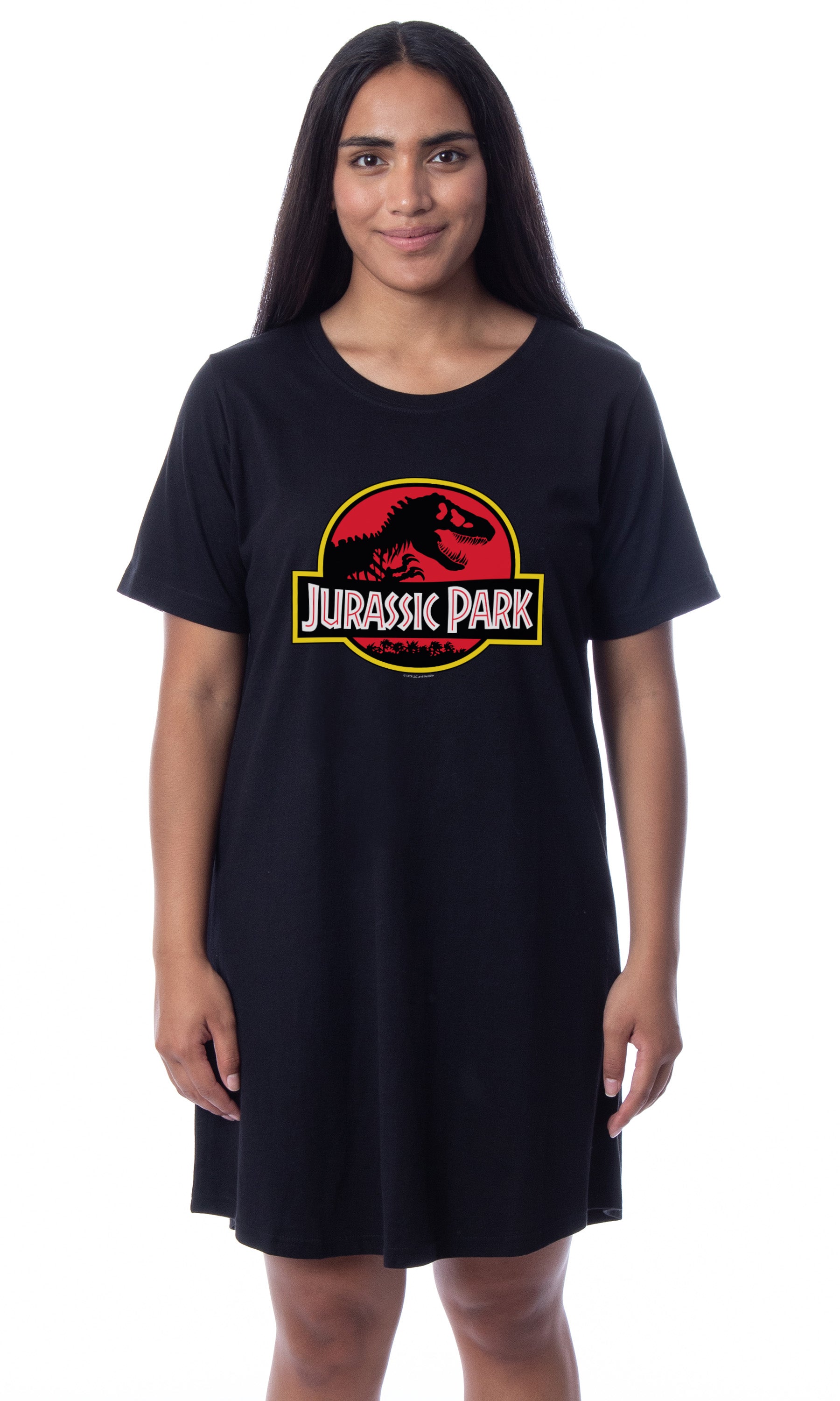 Jurassic Park Womens' Dinosaur Film Logo Nightgown Sleep Pajama Shirt