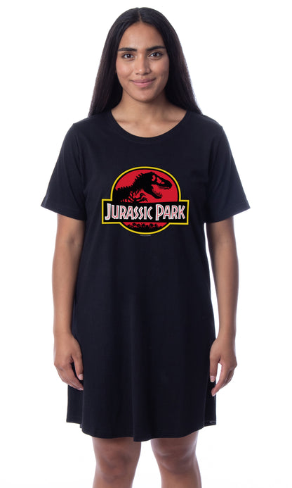 Jurassic Park Womens' Dinosaur Film Logo Nightgown Sleep Pajama Shirt