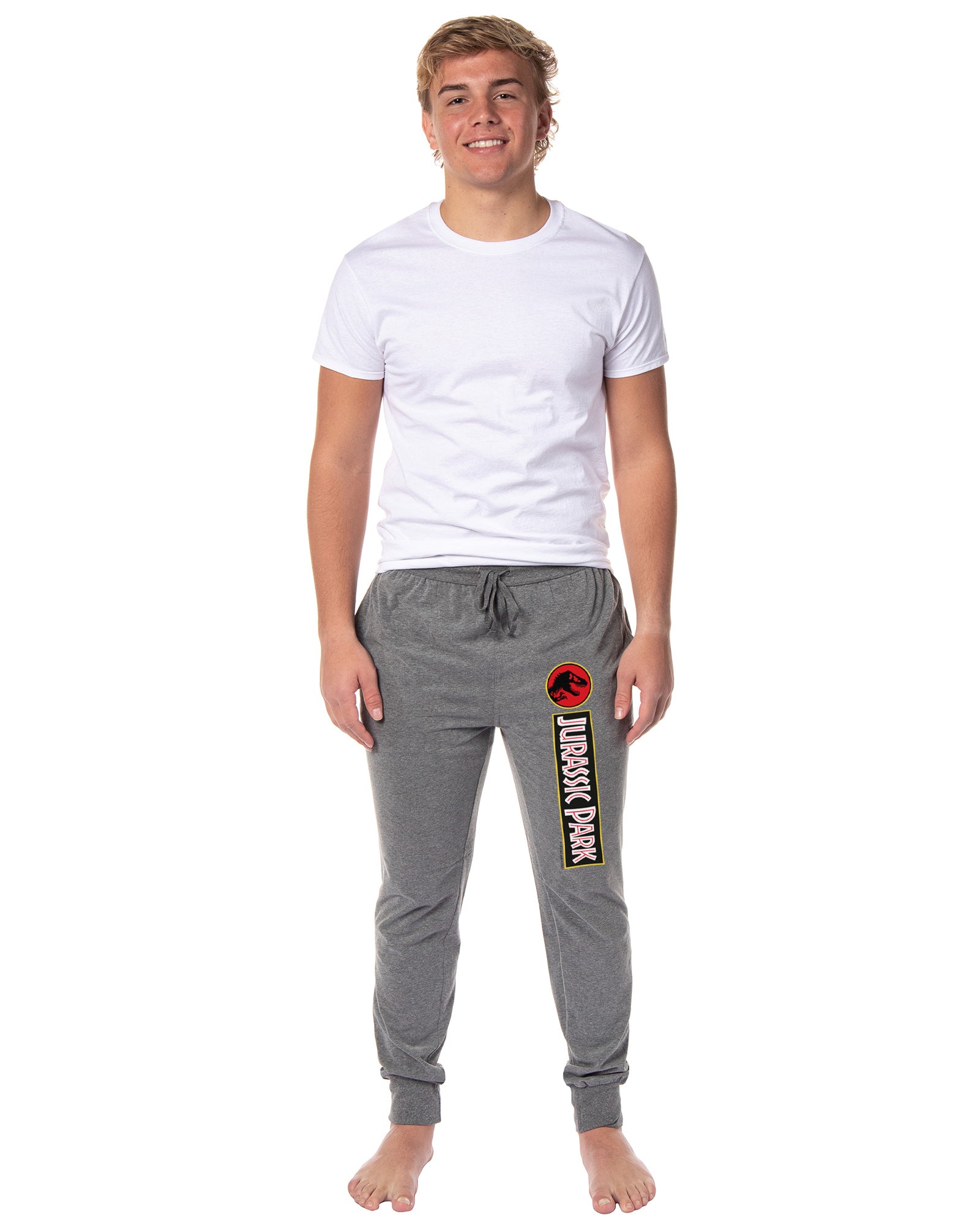 Jurassic Park Mens' Dinosaur Film Movie Title Logo Sleep Jogger Pajama Pants