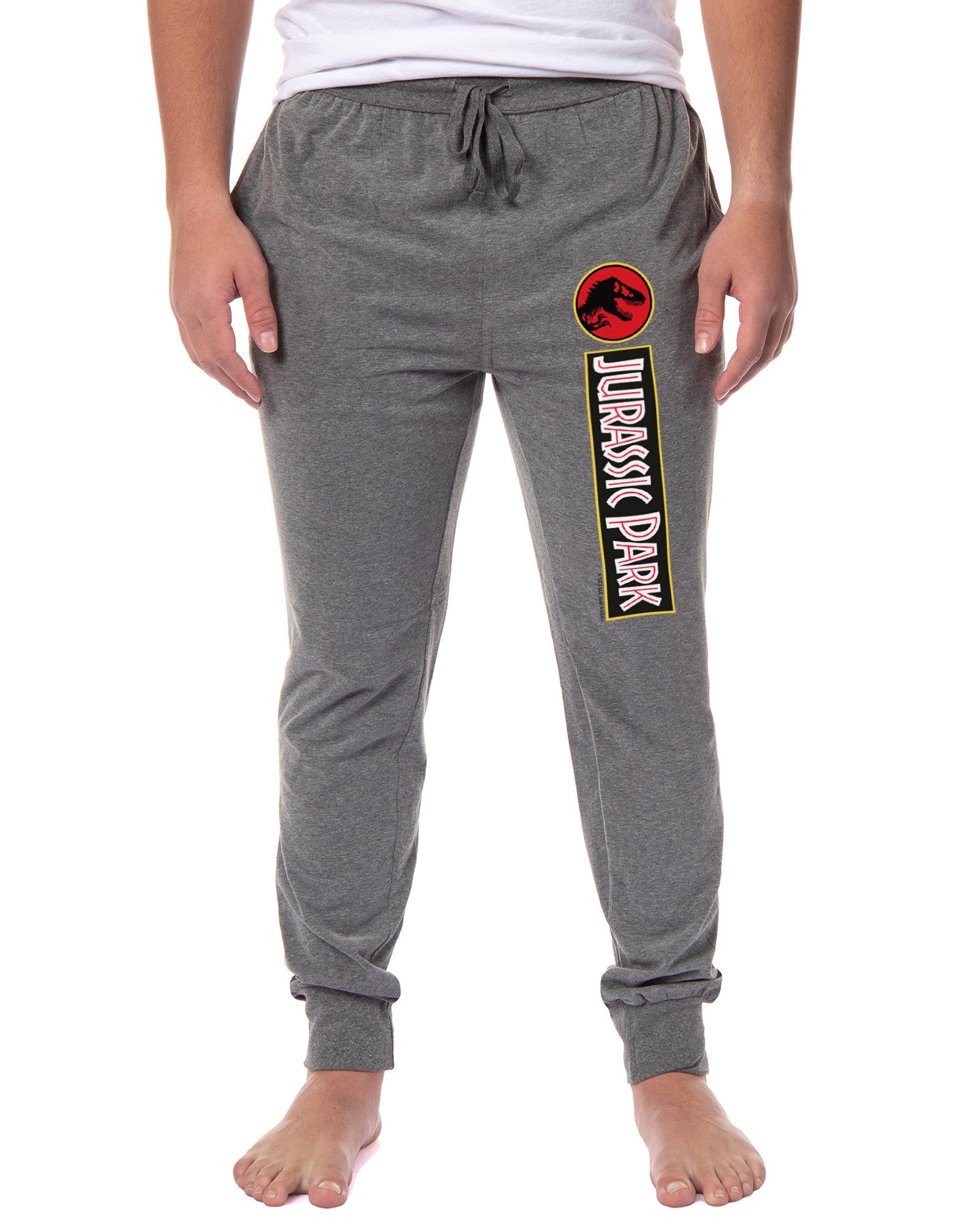 Jurassic Park Mens' Dinosaur Film Movie Title Logo Sleep Jogger Pajama Pants