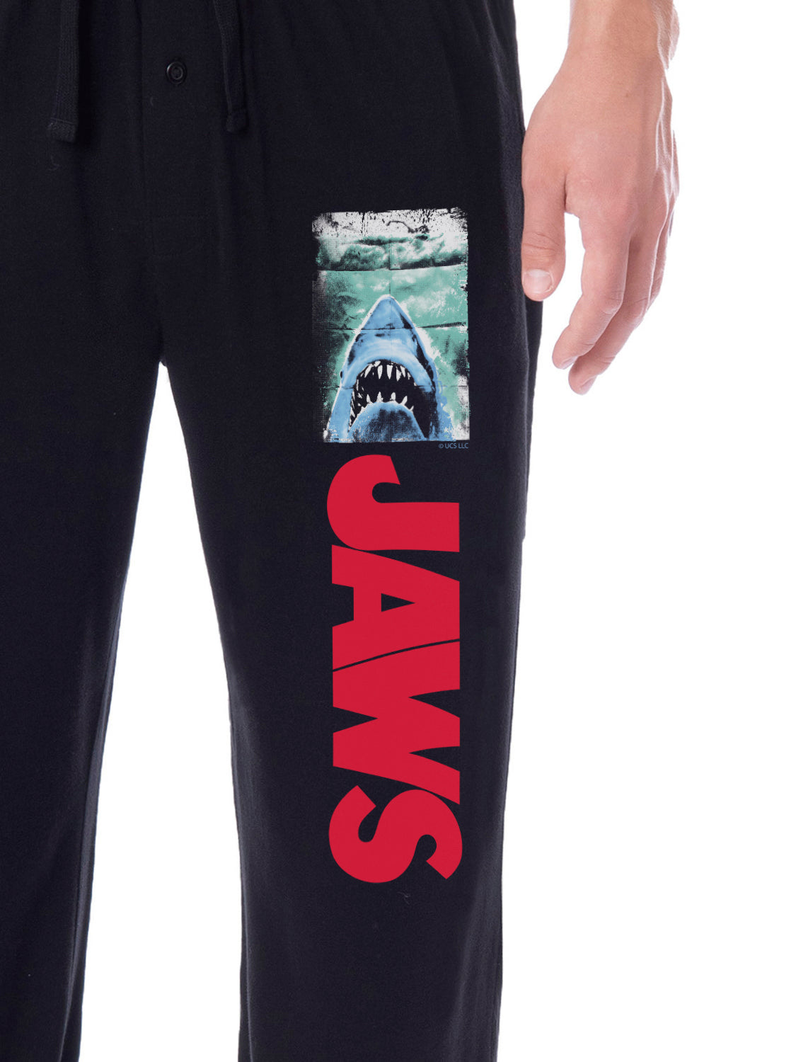 Jaws Mens' Classic Film Movie Title Logo Distressed Sleep Pajama Pants