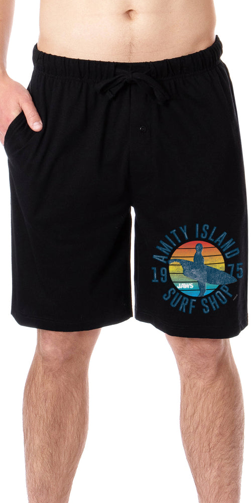 Jaws Mens' Movie Film Amity Island Surf Shop Logo Sleep Pajama Shorts