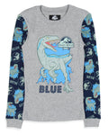 Jurassic World Boys' Movie Film Park Logo Blue Tight Fit Sleep Pajama Set
