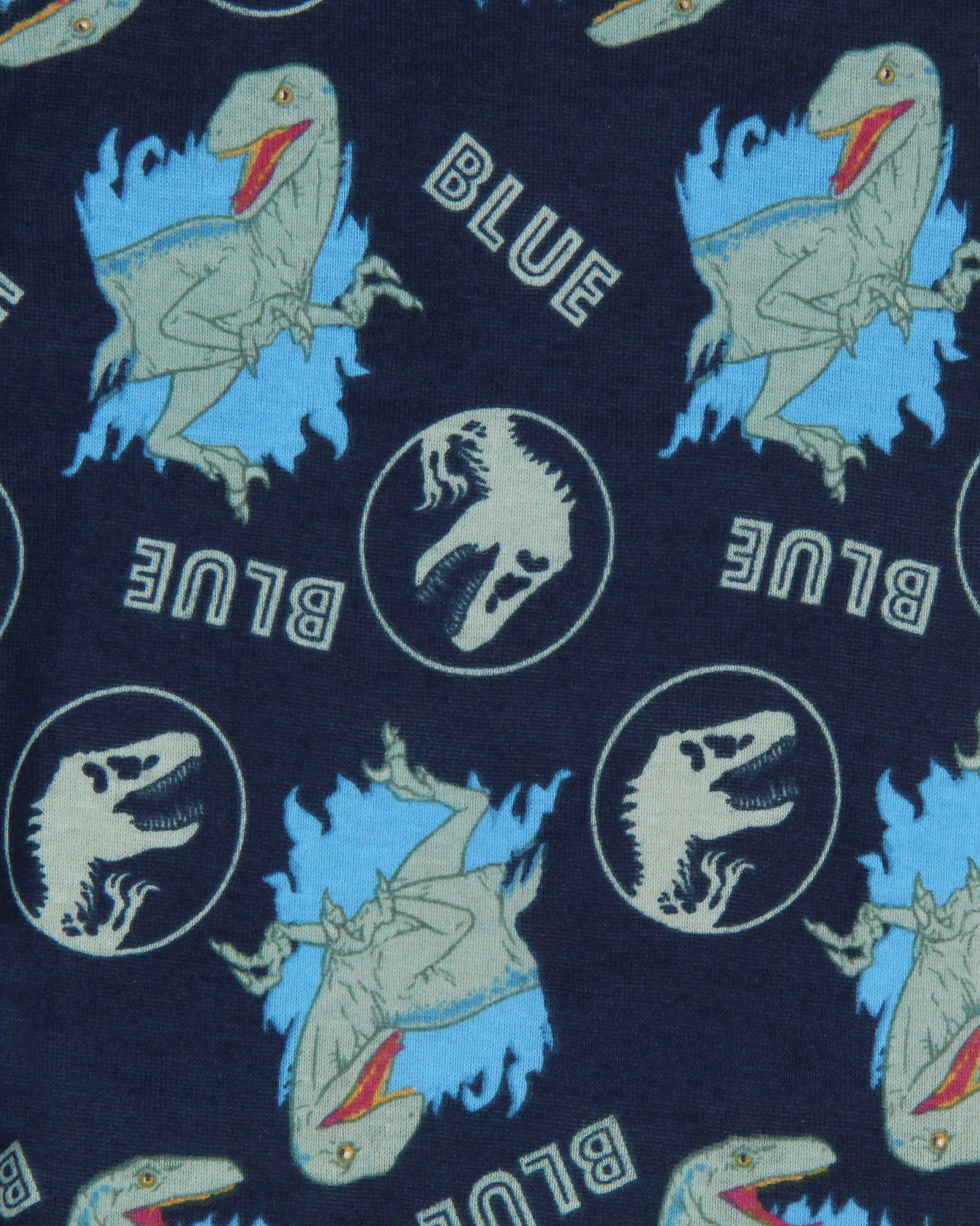 Jurassic World Boys' Movie Film Park Logo Blue Tight Fit Sleep Pajama Set