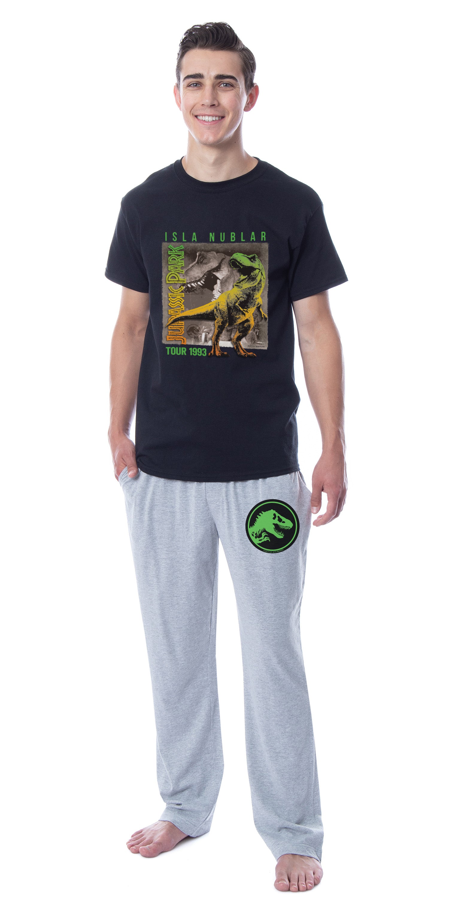 Jurassic Park Mens' Isla Nublar Dinosaur Film Movie Sleep Pajama Set