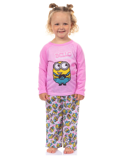 Despicable Me Toddler Girls' Minions Chibi Bello Raglan Sleep Pajama Set (2T)