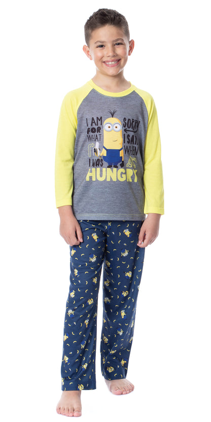 Despicable Me Boys' Minions Sorry I Was Hungry Raglan Sleep Pajama Set (8)