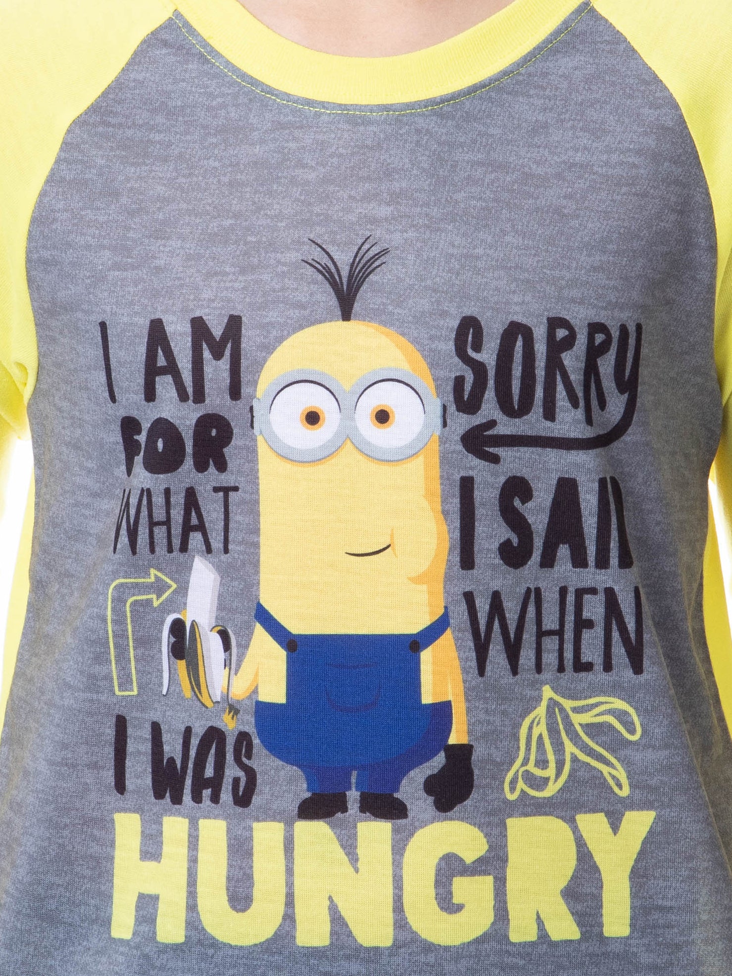 Despicable Me Boys' Minions Sorry I Was Hungry Raglan Sleep Pajama Set (8)