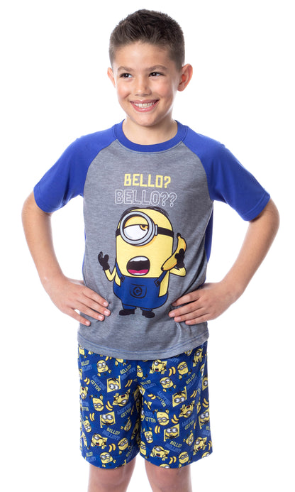 Despicable Me Boys' Minions Bello? Raglan Sleep Pajama Set Shorts Shirt