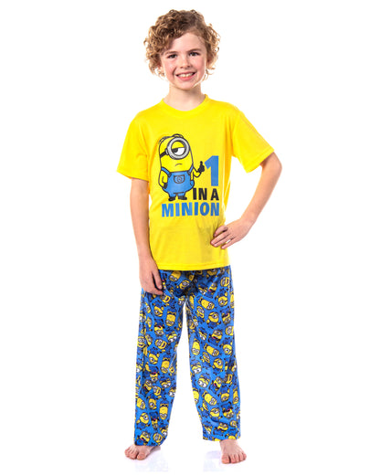 Minions Big Boys' Pajamas One In A Minion Sleep Shirt And Pant 2 Piece Set 10/12