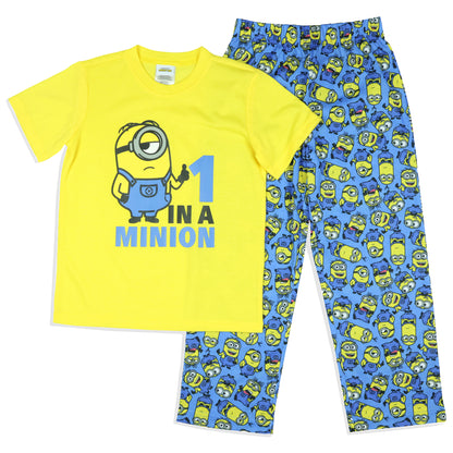 Minions Big Boys' Pajamas One In A Minion Sleep Shirt And Pant 2 Piece Set 10/12
