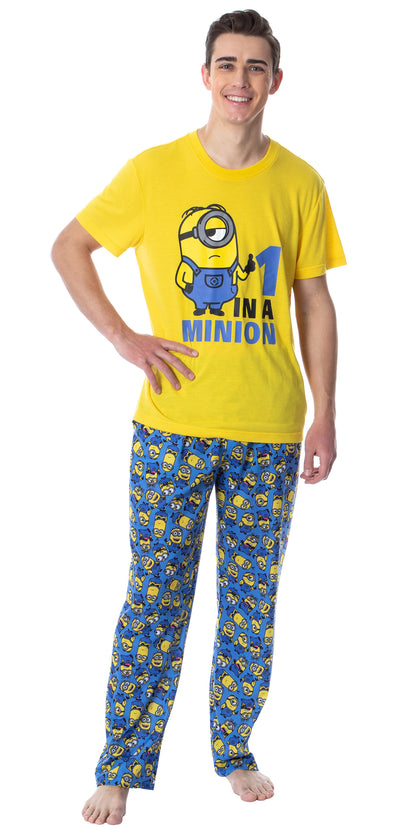 Despicable Me Mens' Minions 1 In A Minion Raglan Sleep Pajama Set