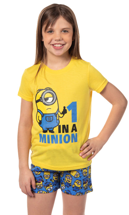 Despicable Me Girls' Movie Minions 1 In A Minion Sleep Pajama Set Shorts