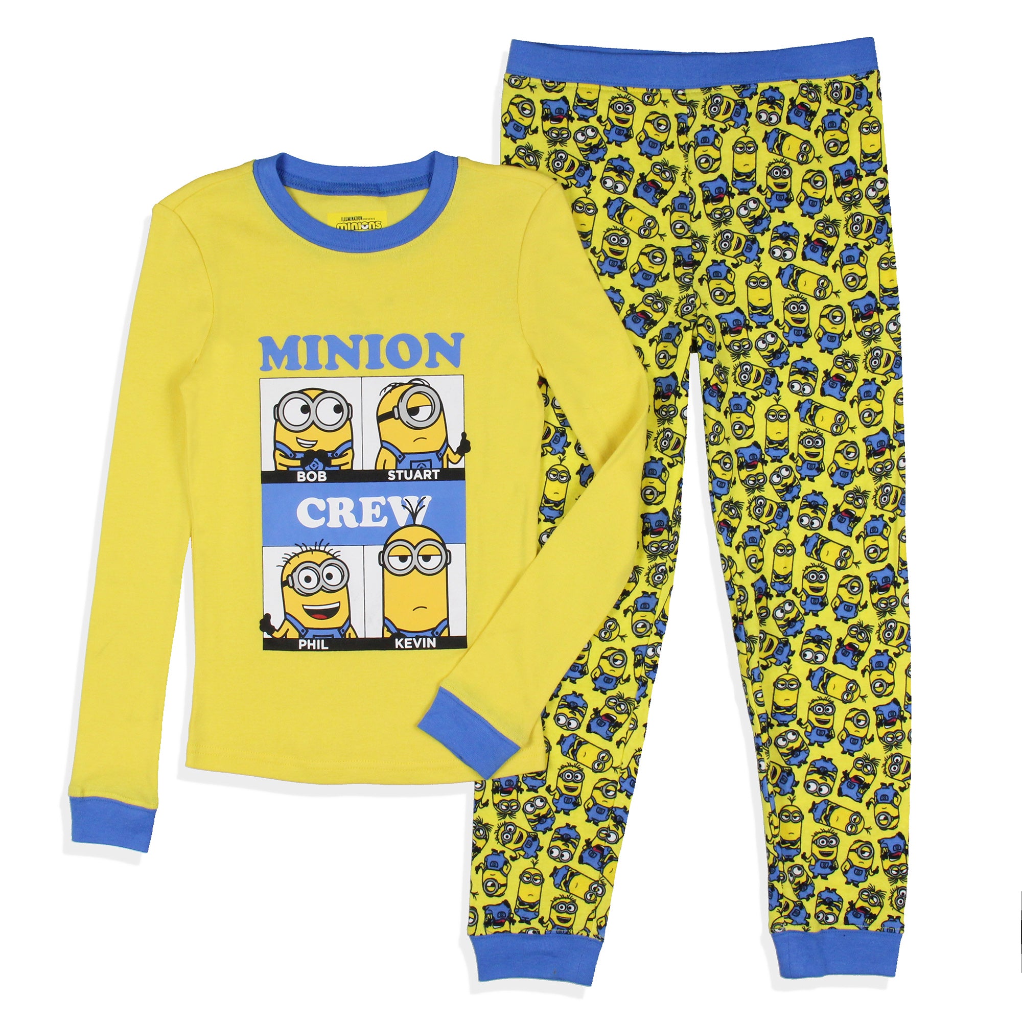 Despicable Me Boys' Minions Crew Bob Stuart Phil Kevin Tight Fit Sleep Pajama Set