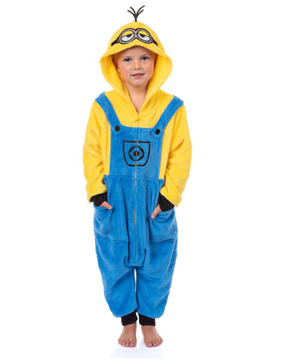 Minions Union Suit Toddler Boy's Fleece One Piece Hooded Pajamas (Kevin, 3T)