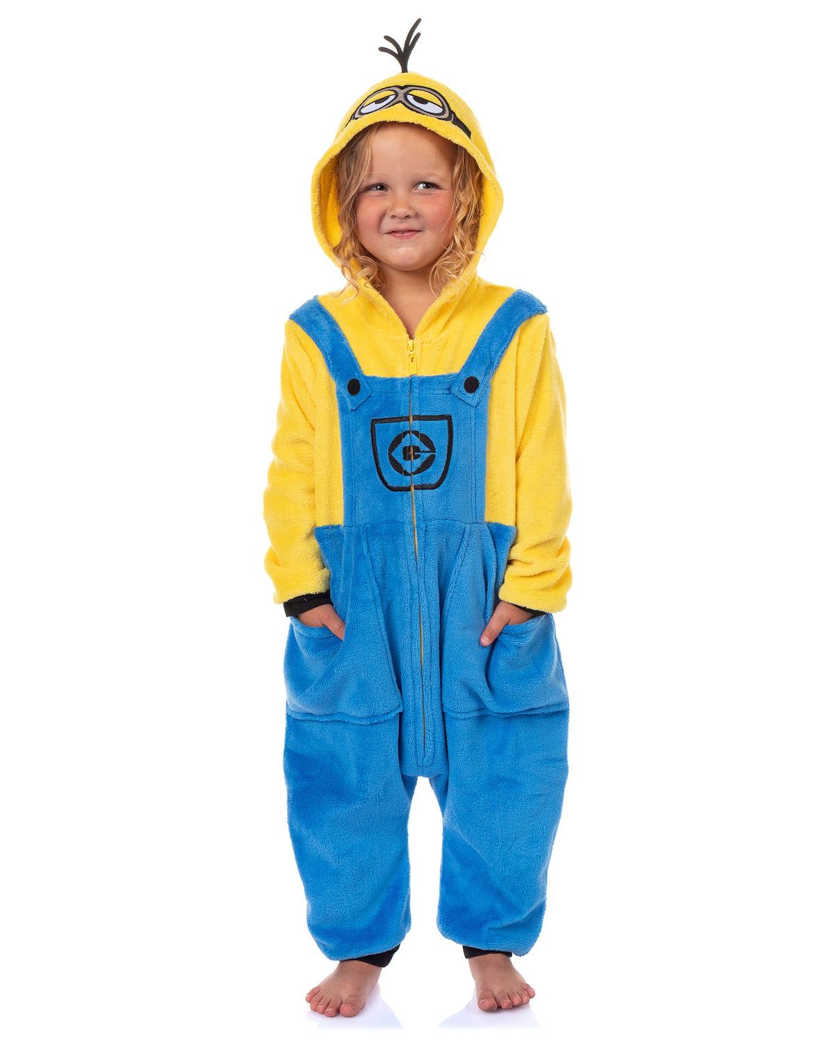 Minions Union Suit Toddler Boy's Fleece One Piece Hooded Pajamas (Kevin, 4T)