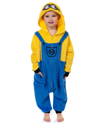 Minions Union Suit Toddler Boy's Fleece One Piece Hooded Pajamas (Bob, 3T)