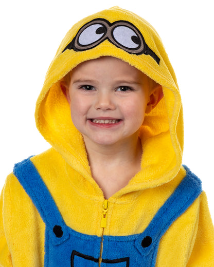 Minions Union Suit Toddler Boy's Fleece One Piece Hooded Pajamas (Bob, 3T)