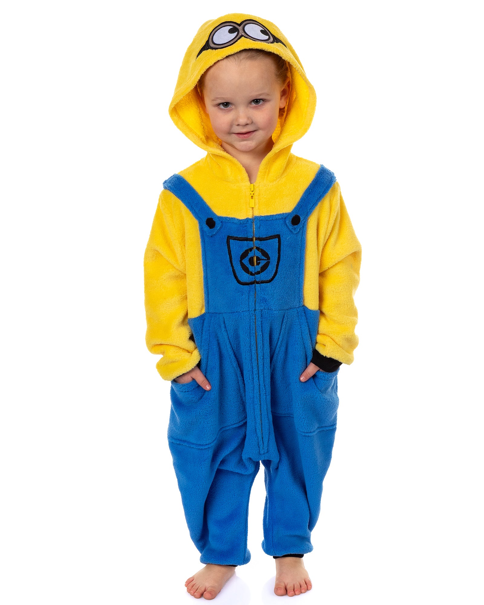Minions Union Suit Toddler Boy's Fleece One Piece Hooded Pajamas (Bob, 2T)