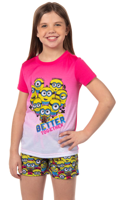 Despicable Me Girls' Movie Minions Better Together Sleep Pajama Set Shorts