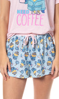 Despicable Me Minions Womens' Need Coffee Character Sleep Pajama Set Shorts
