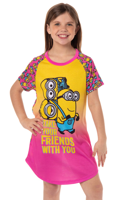 Girls' Despicable Me Minions Take Your Friends With You Nightgown Sleep Pajama Shirt