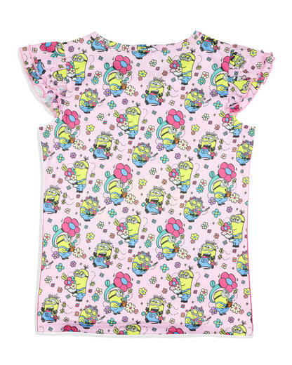 Despicable Me Girls' Flower Bello! Minions Pajama Sleep Set Shorts (10/12)