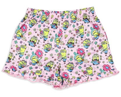 Despicable Me Girls' Flower Bello! Minions Pajama Sleep Set Shorts (7/8)