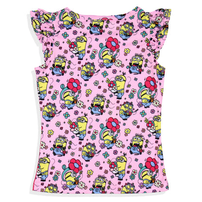 Despicable Me Girls' Flower Bello! Minions Sleep Pajama Sleep Set Shorts