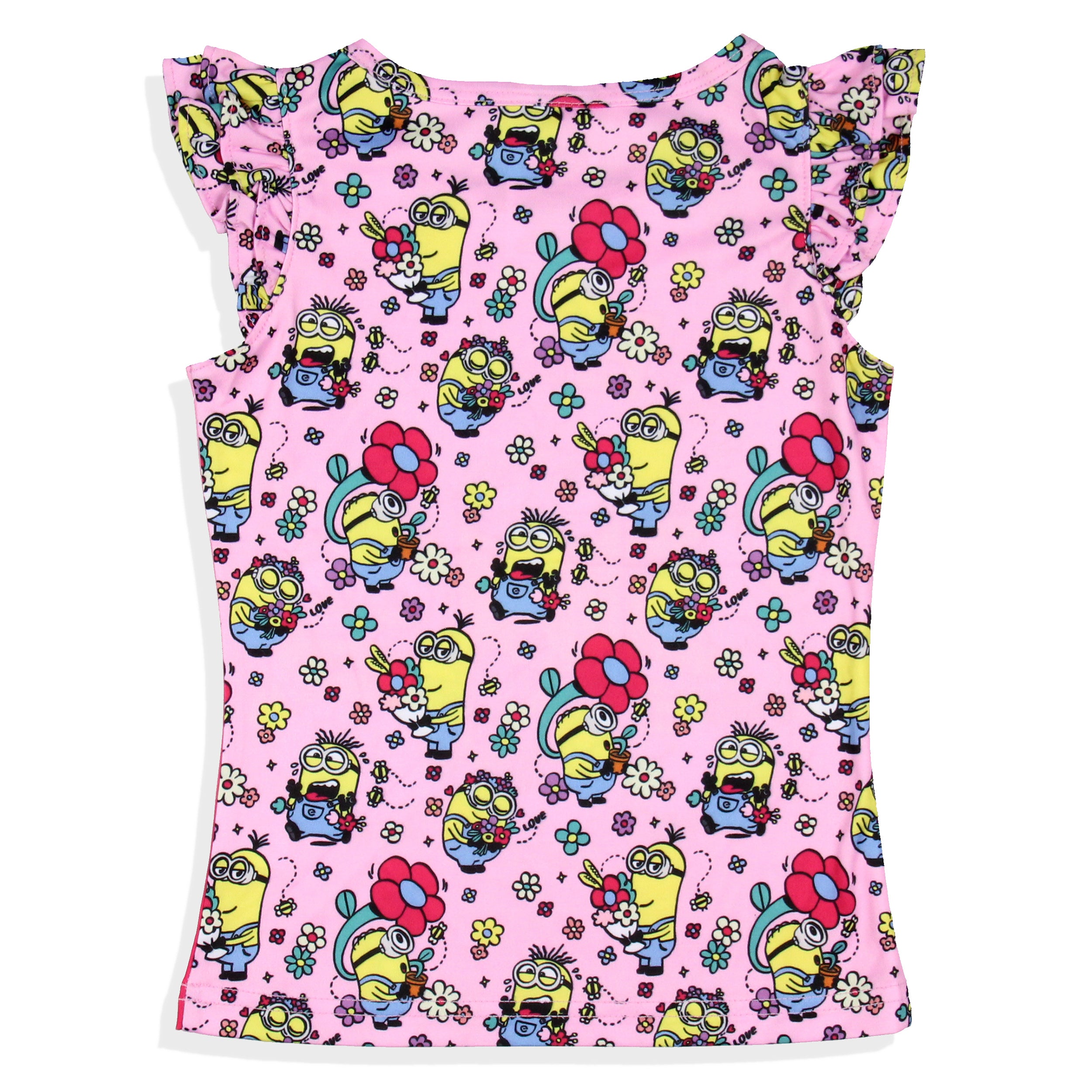 Despicable Me Girls' Flower Bello! Minions Pajama Sleep Set Shorts