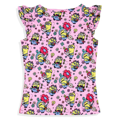 Despicable Me Girls' Flower Bello! Minions Pajama Sleep Set Shorts