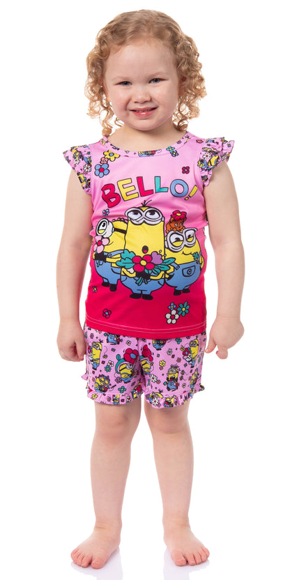 Despicable Me Girls' Flower Bello! Minions Sleep Pajama Sleep Set Shorts