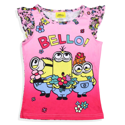 Despicable Me Toddler Girls' Flower Bello! Minions Pajama Sleep Set Shorts