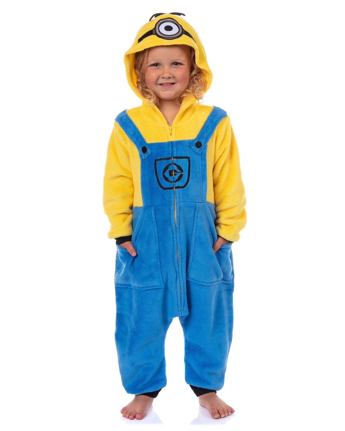 Minions Union Suit Toddler Boy's Fleece One Piece Hooded Pajamas (Stuart, 5T)