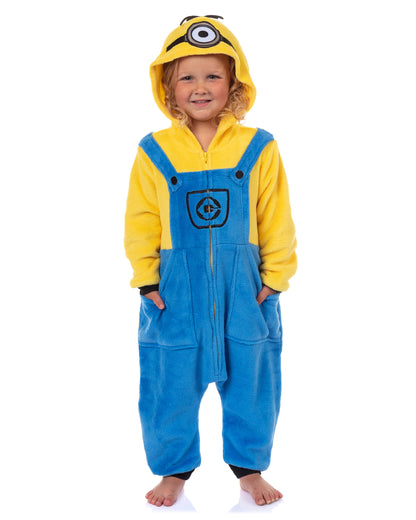 Minions Union Suit Toddler Boy's Fleece One Piece Hooded Pajamas (Stuart, 5T)