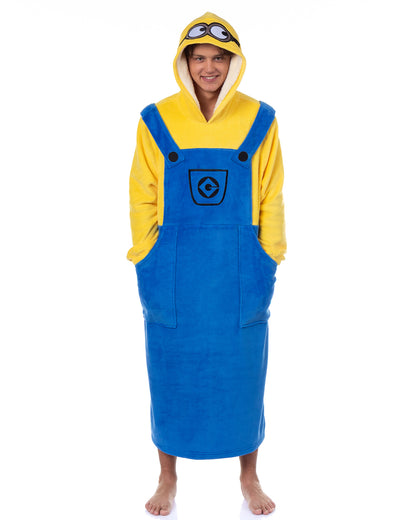 Minions Costume Adult Fleece Oversized Blanket Hoodie Pajama Loungewear