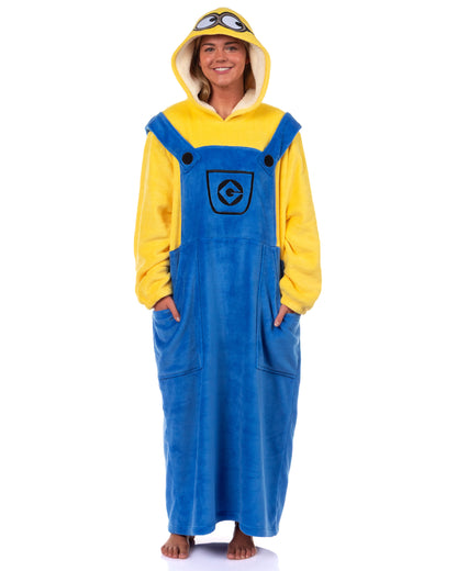 Minions Costume Adult Fleece Oversized Blanket Hoodie Pajama Loungewear