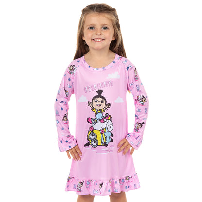 Minions Pajama It's So Fluffy Long Sleeve Raglan Ruffle Nightgown