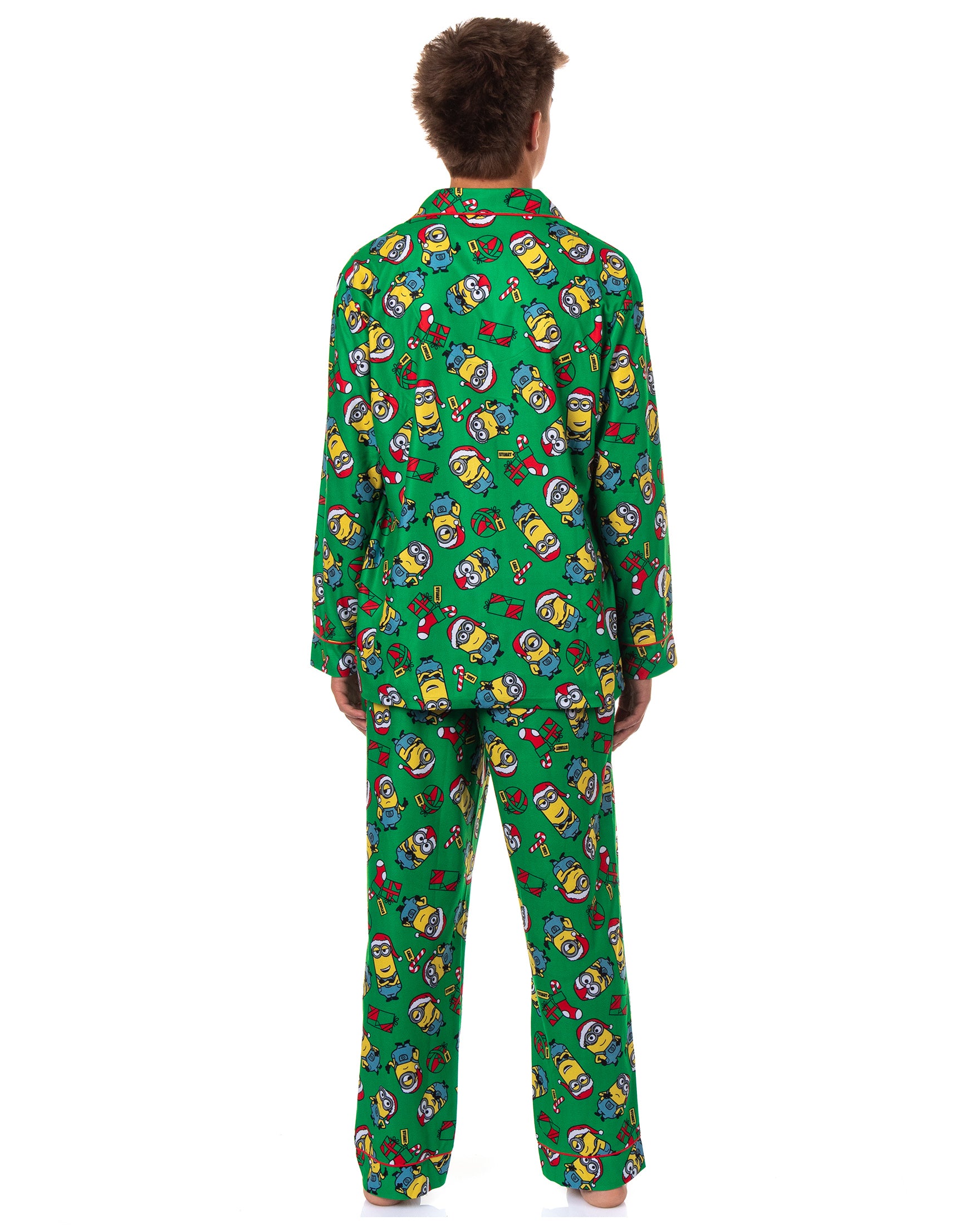 Minions Pajamas Men's Christmas 2-Piece Coat Front Sleep Set