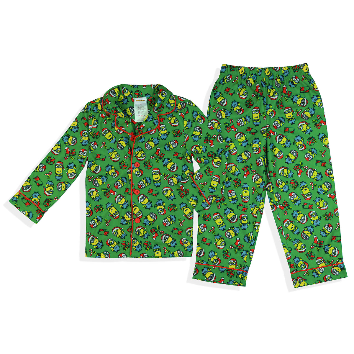 Minions Holiday Design Toddler Boy's Button Up Coat Pajama Sleep Set (5T)